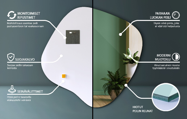 Asymetrické zrkadlo škvrna originál 48x48 cm