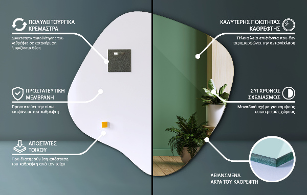 Asymetrické zrkadlo škvrna originál 48x48 cm