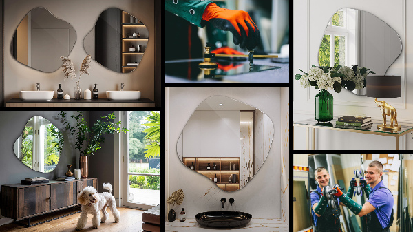 Asymetrické zrkadlo škvrna originál 77x77 cm