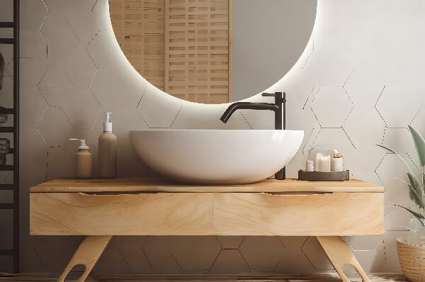 Polkruhové zrkadlo s led na stenu 25x50 cm