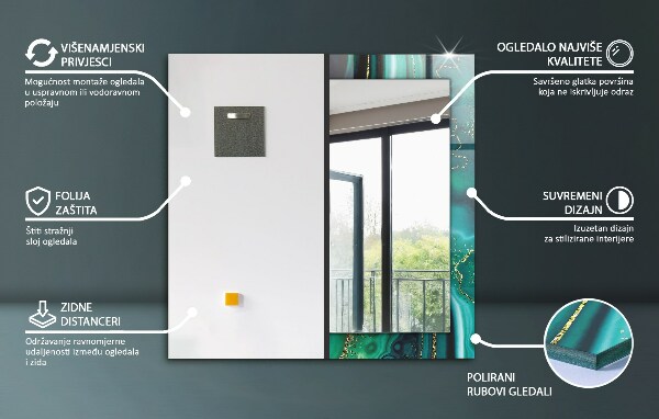 Dekoračné zrkadlo na stenu Zelený geometrický vzor