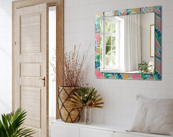 Zrkadlo rám s potlačou Kvety a listy