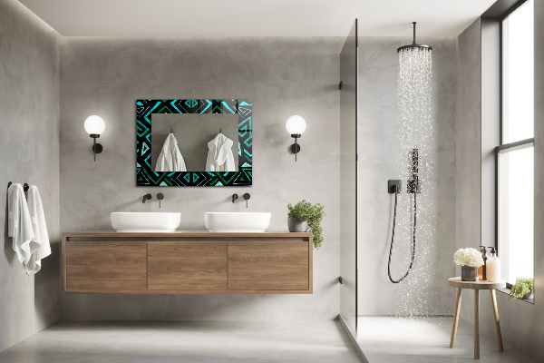 Dekoračné zrkadlo Geometrický tyrkysový vzor