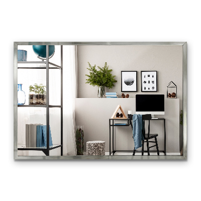 Minimalistické obdĺžnikové zrkadlo so strieborným rámom 60x40 cm