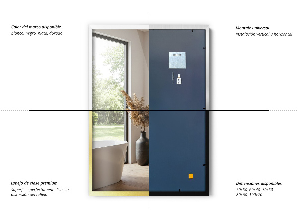 Zrkadlo na stenu v striebornom ráme 70x50 cm