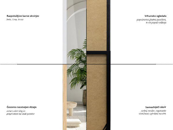 Stojace zrkadlo biele 36x156 cm