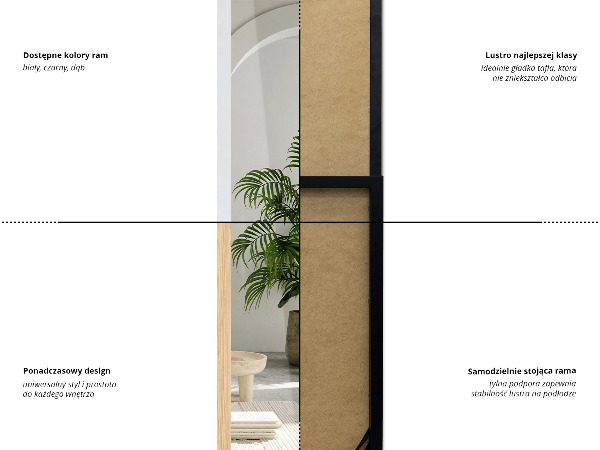 Stojace zrkadlo cierne 36x156 cm