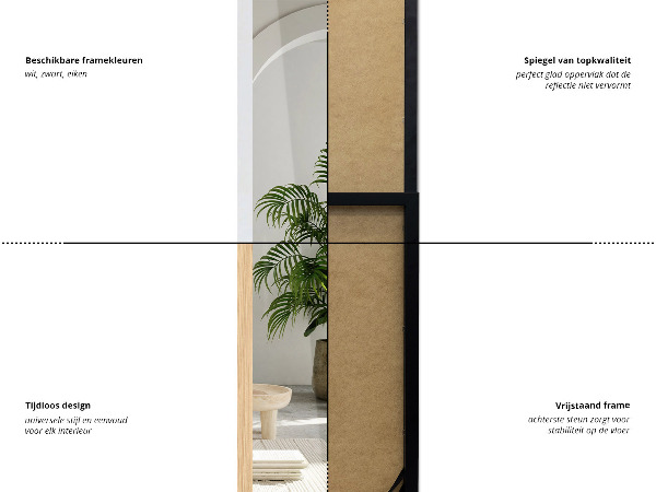 Stojace zrkadlo dubove 36x156 cm