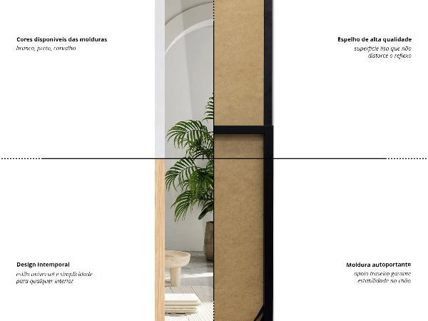 Stojace zrkadlo dubove 36x156 cm