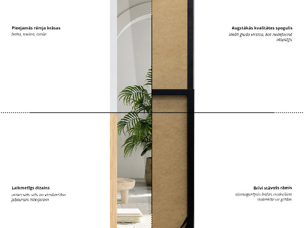 Stojace zrkadlo dubove 36x156 cm