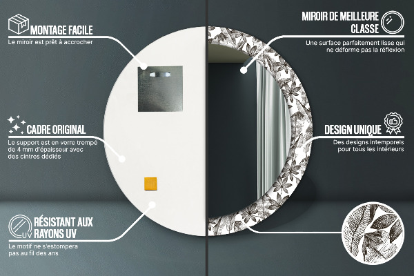 Tropické listy Okrúhle dekoračné zrkadlo