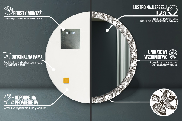 Tropické listy Okrúhle dekoračné zrkadlo