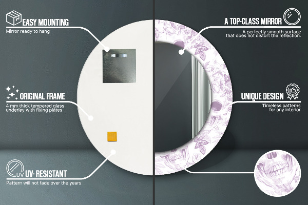 Lebka Okrúhle dekoračné zrkadlo