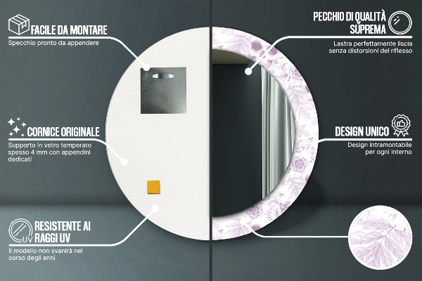 Lebka Okrúhle dekoračné zrkadlo