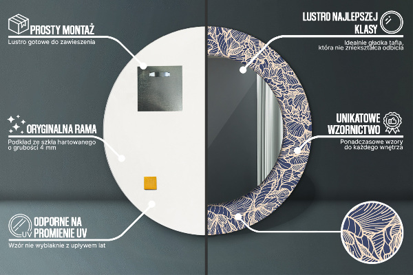 Kvety Okrúhle dekoračné zrkadlo