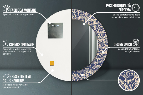 Kvety Okrúhle dekoračné zrkadlo