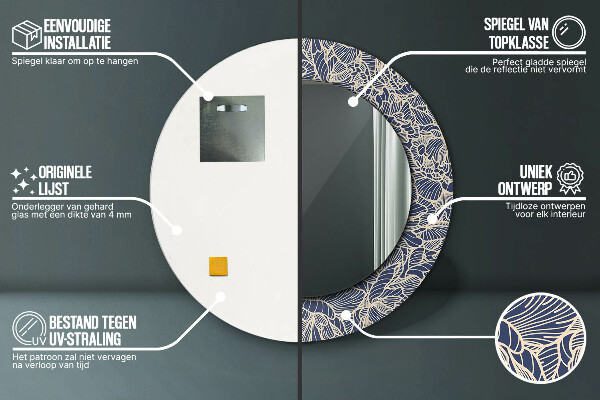 Kvety Okrúhle dekoračné zrkadlo