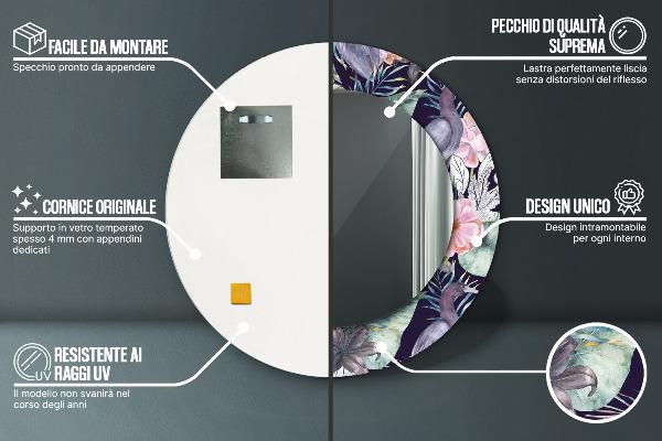 Vtáky Okrúhle dekoračné zrkadlo na stenu