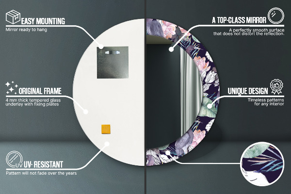 Vtáky Okrúhle dekoračné zrkadlo na stenu