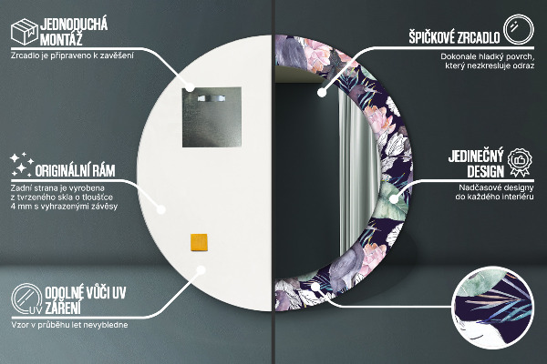 Vtáky Okrúhle dekoračné zrkadlo na stenu