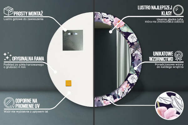 Vtáky Okrúhle dekoračné zrkadlo na stenu