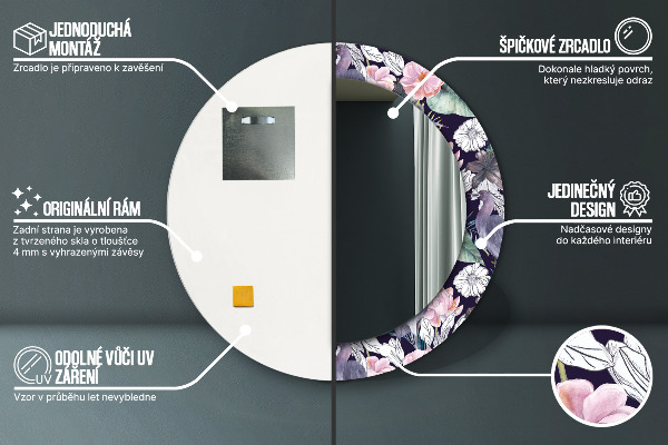 Vtáky Okrúhle dekoračné zrkadlo na stenu