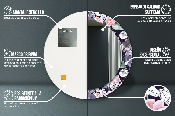 Vtáky Okrúhle dekoračné zrkadlo na stenu