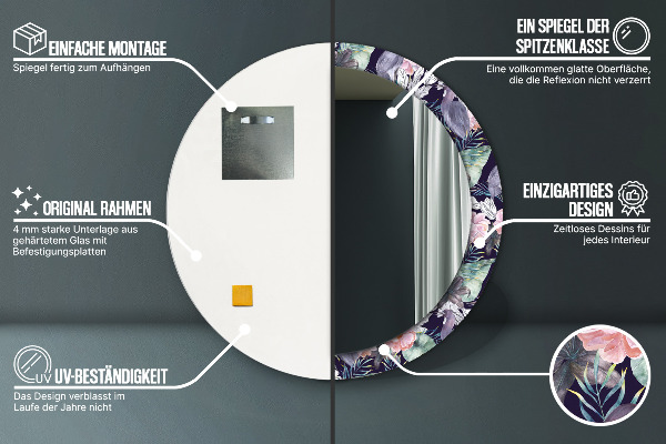 Vtáky Okrúhle dekoračné zrkadlo na stenu