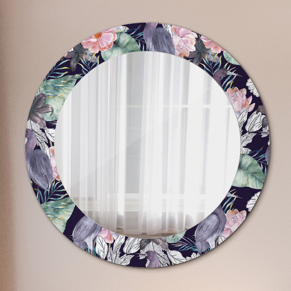 Vtáky Okrúhle dekoračné zrkadlo na stenu