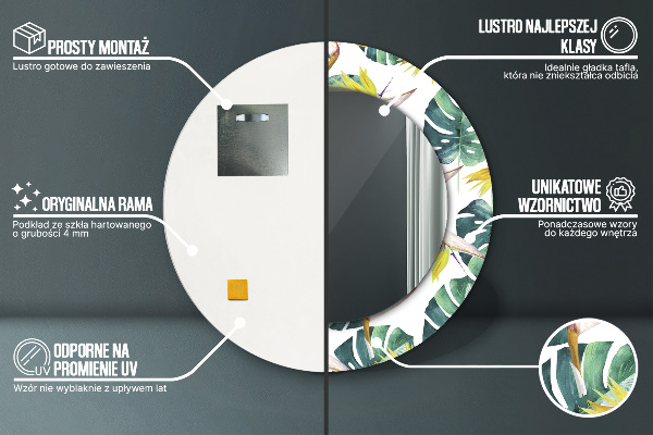 Tropické listy Okrúhle dekoračné zrkadlo na stenu