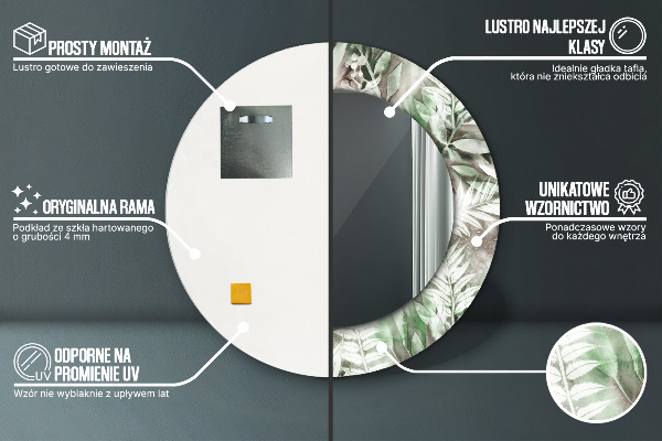 Listy akvarelu Okrúhle dekoračné zrkadlo