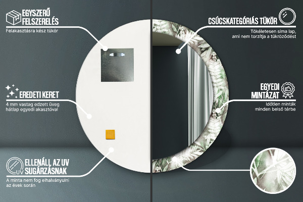 Listy akvarelu Okrúhle dekoračné zrkadlo