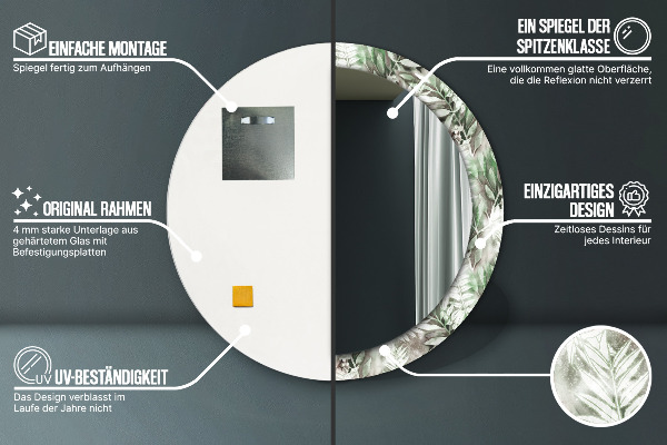 Listy akvarelu Okrúhle dekoračné zrkadlo