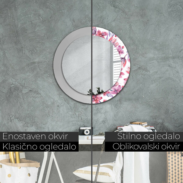 Kvety Okrúhle dekoračné zrkadlo
