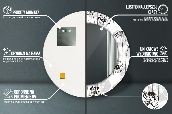 Kvety maki Okrúhle dekoračné zrkadlo