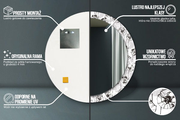 Kvety maki Okrúhle dekoračné zrkadlo