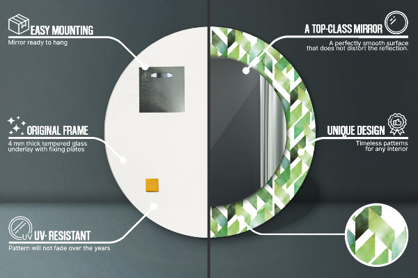 Rybí kosť Okrúhle zrkadlo s motívom