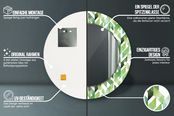 Rybí kosť Okrúhle zrkadlo s motívom