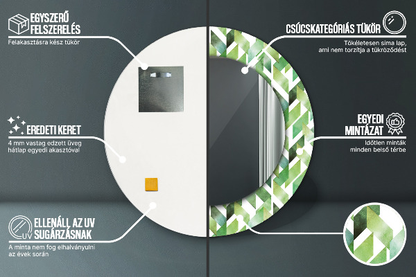 Rybí kosť Okrúhle zrkadlo s motívom