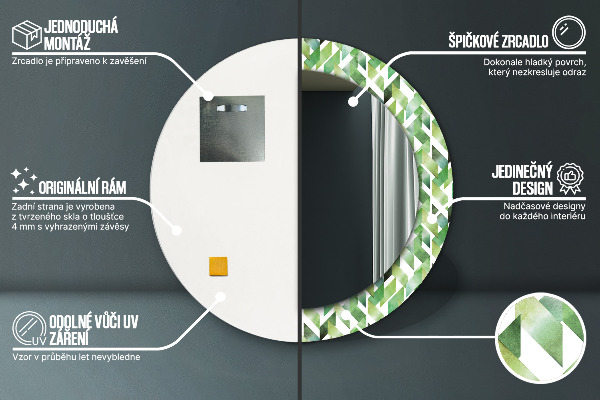 Rybí kosť Okrúhle zrkadlo s motívom