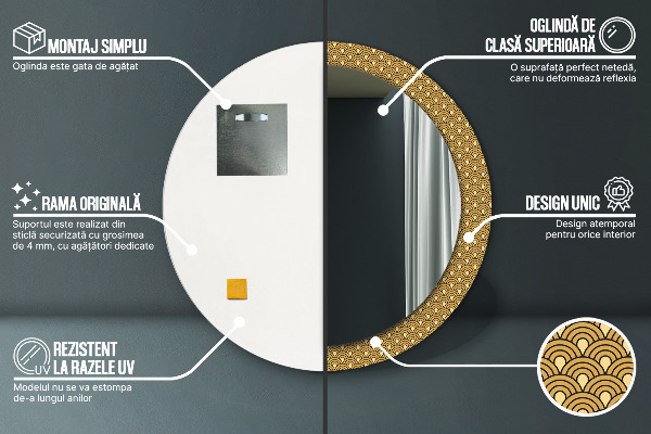 Deco vintage Okrúhle dekoračné zrkadlo