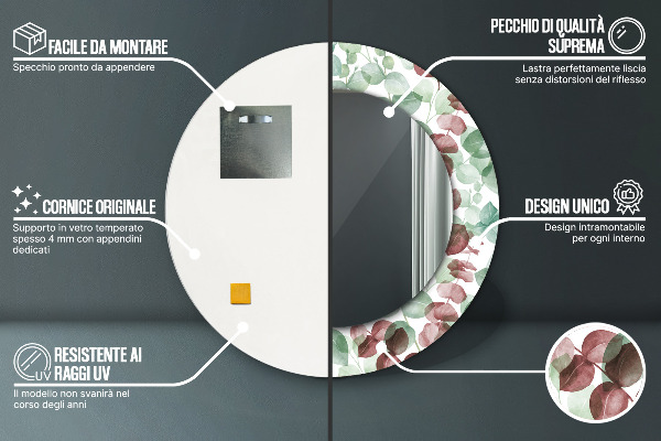 Eukalyptus Okrúhle dekoračné zrkadlo