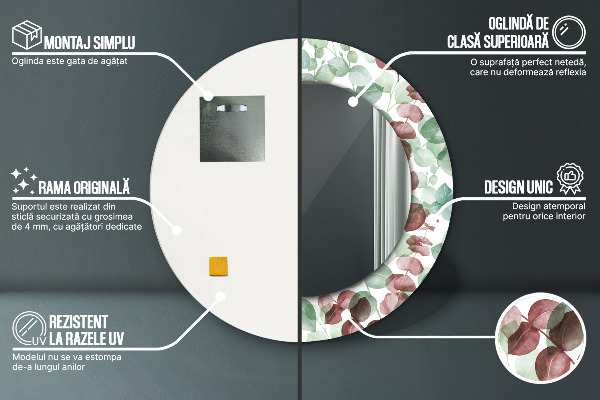 Eukalyptus Okrúhle dekoračné zrkadlo