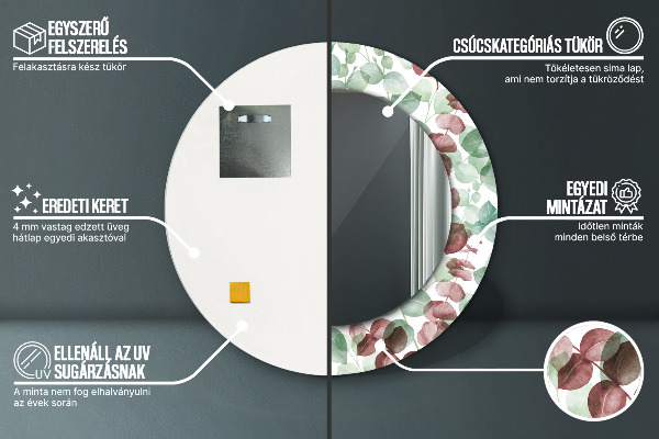 Eukalyptus Okrúhle dekoračné zrkadlo