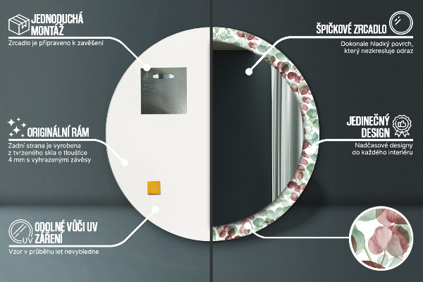 Eukalyptus Okrúhle dekoračné zrkadlo