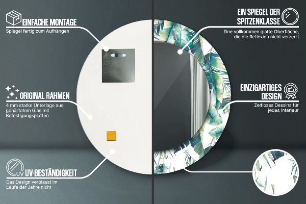 Listy Okrúhle dekoračné zrkadlo