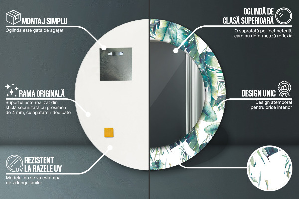 Listy Okrúhle dekoračné zrkadlo