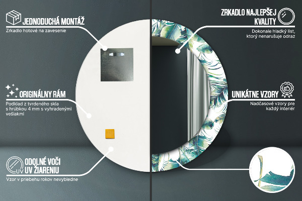 Listy Okrúhle dekoračné zrkadlo