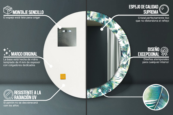 Listy Okrúhle dekoračné zrkadlo