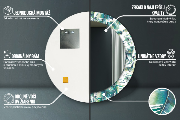 Listy Okrúhle dekoračné zrkadlo